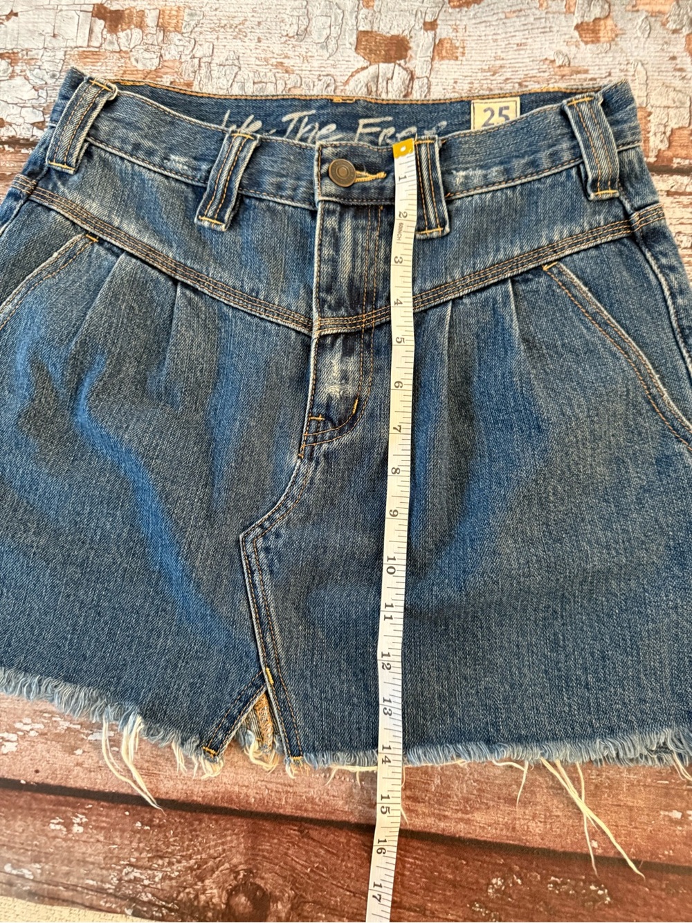 We The Free Denim Mini Skirt in Blue 25 waist - Picture 6 of 6